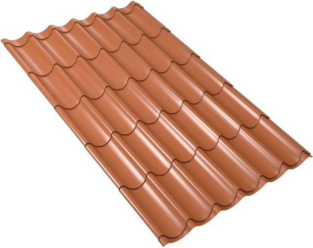 Weckman Pfannenblech Typ 2 Trapezblech in Ziegelrot, B: 1140 mm, H: 450 mm, Stärke: 0,5 mm - Bild 1
