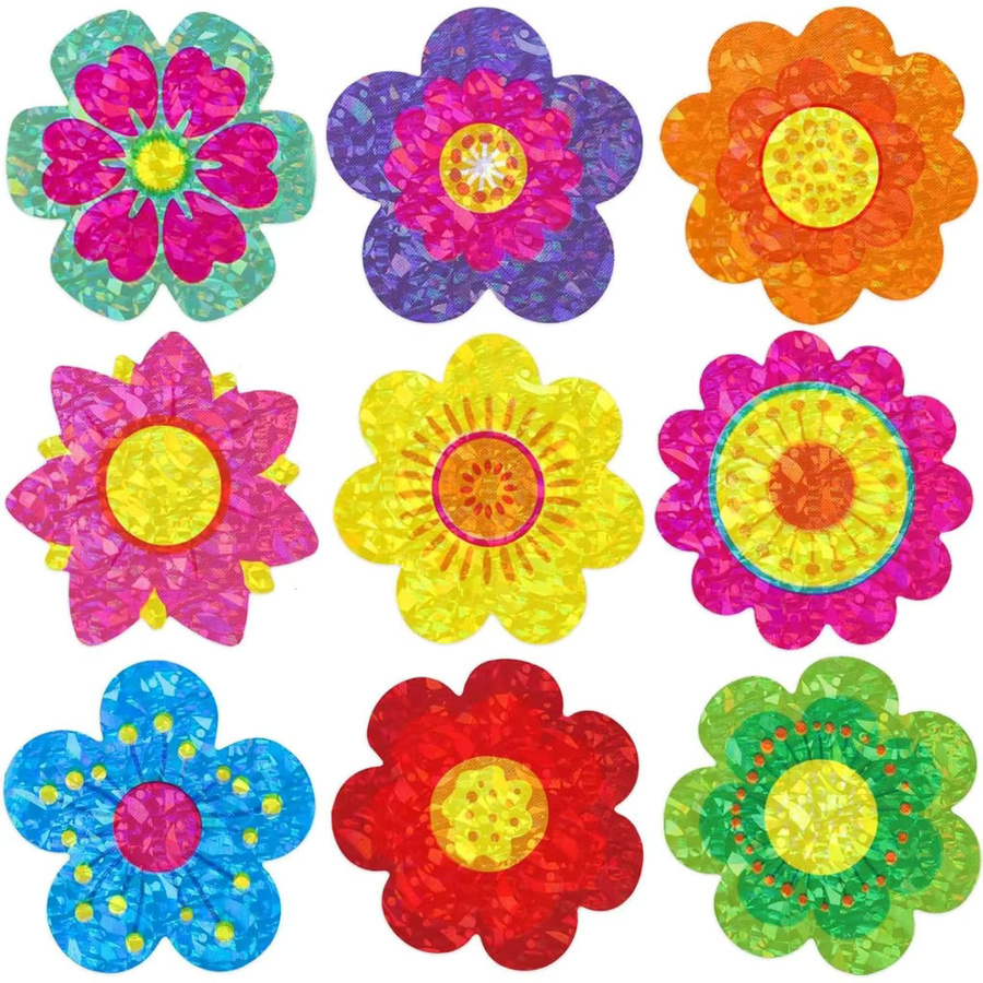500 Stück holografische Blumen-Aufkleber von BulingBulingStickers Store in Multicolour, Durchmesser: 2,5 cm - Bild 2