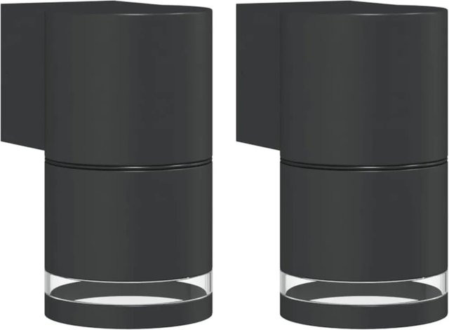 vidaXL Außenwandleuchten 2er Set Schwarz aus Aluminiumdruckguss für Garten und Außenbereich mit IP44 Schutz und GU10 Fassung - Bild 1