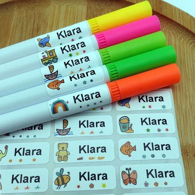 120 Stück personalisierte Namensschilder-Aufkleber, wasserfeste Etiketten in Mehrfarben für Schule und Büro - Bild 1