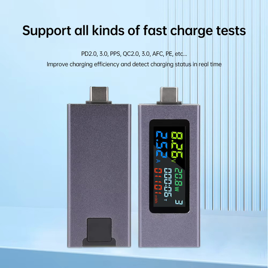 USB Typ-C Multifunktions Digital Tester für Spannung, Strom und Kapazität in Grau (DC 4,5-50V, 0-8A) - Bild 4