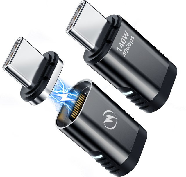FONKEN Magnetischer USB-C-Adapter für MacBook Pro und Air, USB 4.0 Typ-C Konverter mit 140W PD Schnellladung, 40Gbps Datenübertragung und 8K@60Hz Unterstützung - Bild 1