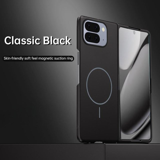 Magnetische und stoßfeste Rahmenlose Schutzhülle für Google Pixel 10, Pixel 9 Pro Fold und Pixel Fold in Schwarz, mattiertes PC-Material mit kabellosem Laden - Bild 1