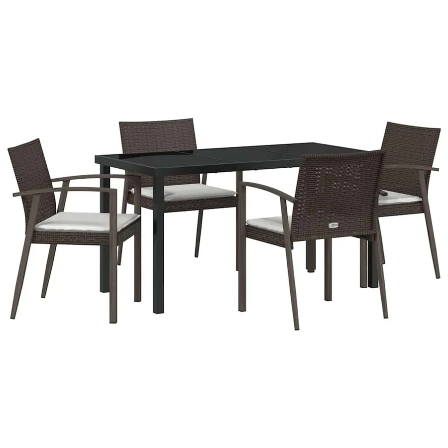 vidaXL Garten Essgruppe 5-teilig aus Poly Rattan und Glas in Braun - Bild 2