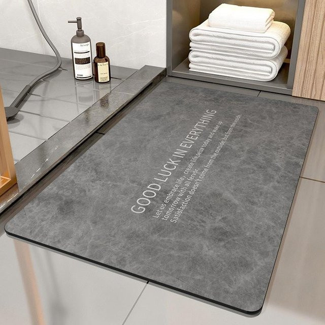 Yiran Furniture Kieselgur Fußmatte aus Diatomeenschlamm, schnelltrocknend und wasserabsorbierend, Anti-Rutsch-Badezimmermatte, gestreift, B/T/H: 120 x 80 cm - Bild 1