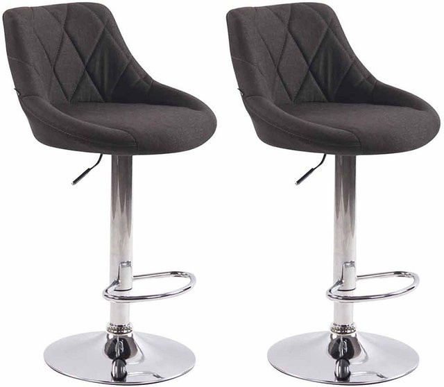 TPFLiving 2er Set Barhocker Lazius mit Chromoptik Metallgestell und Stoffbezug in Dunkelgrau - Bild 1