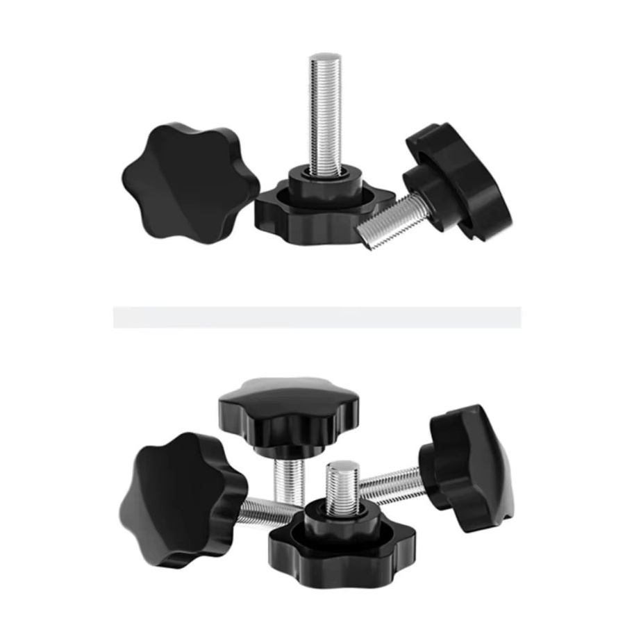 5er Set Handknopfschrauben aus Carbonstahl mit Kunststoff-Stern und M6/M8 Gewinde in Schwarz - Bild 4