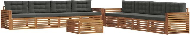 vidaXL Outdoor-Sofagarnitur 9-tlg. aus massivem Akazienholz mit Kissen in Anthrazit und Natur - Bild 1