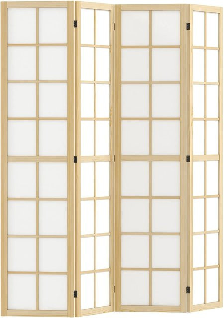 HOMCOM Paravent aus Kiefernholz mit Vliesstoff in Natur, B/T/H: 160 x 1,7 x 170 cm - Bild 1