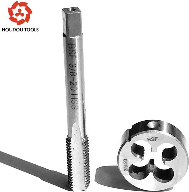 HOUDOUTOOLS BSF 3/8-20 Gerade Gewindeschneidzangen und Gewindebohrer Set für die Stahl- und Metallgewindebearbeitung in Silber - Bild 1