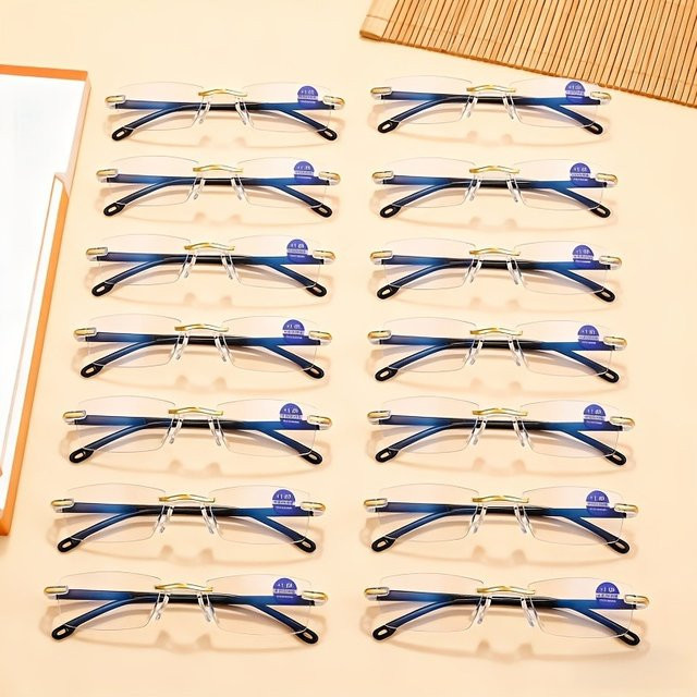 BMAD Lesebrille, randlos, rechteckig, transparent, Metall, Unisex - Bild 1