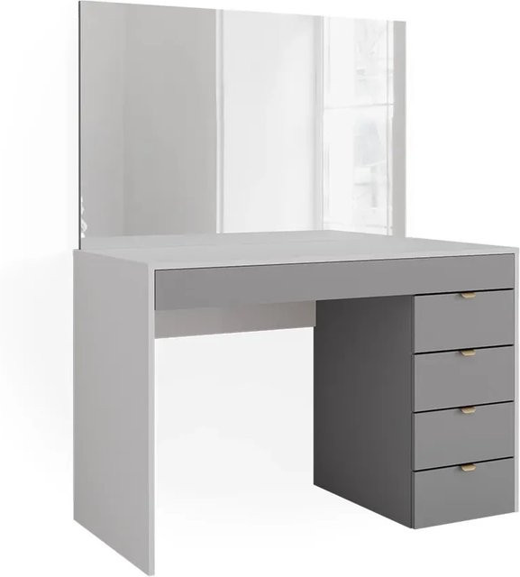 Vicco Schminktisch Elise modern in Weiß und Grau mit Spiegel und Schubladen, B: 115 cm, T: 76 cm - Bild 2
