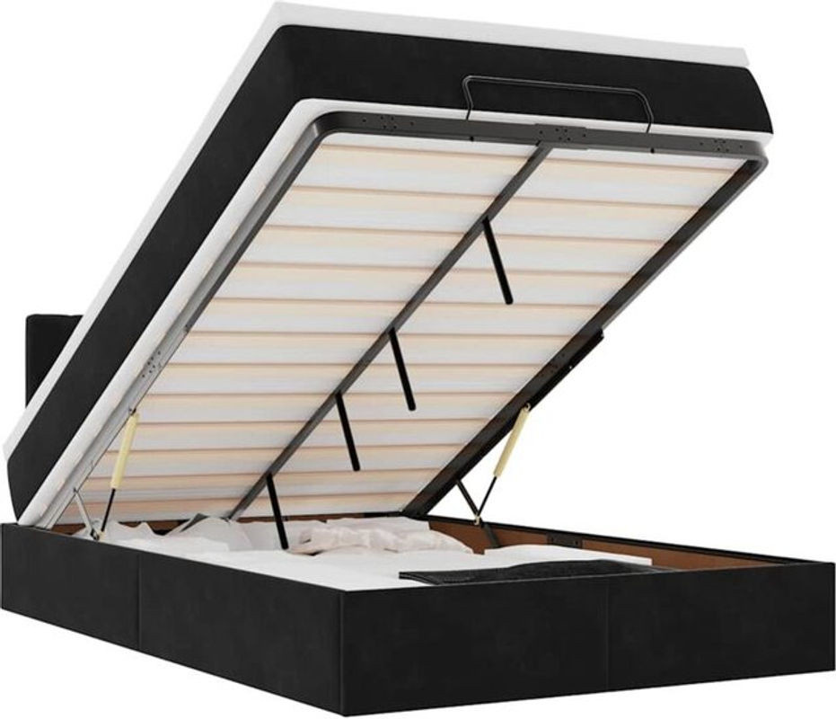 Vidaxl Ottoman Polsterbett mit Matratze aus Samt in Schwarz B/T/H: 120 x 200 x 88 cm - Bild 1