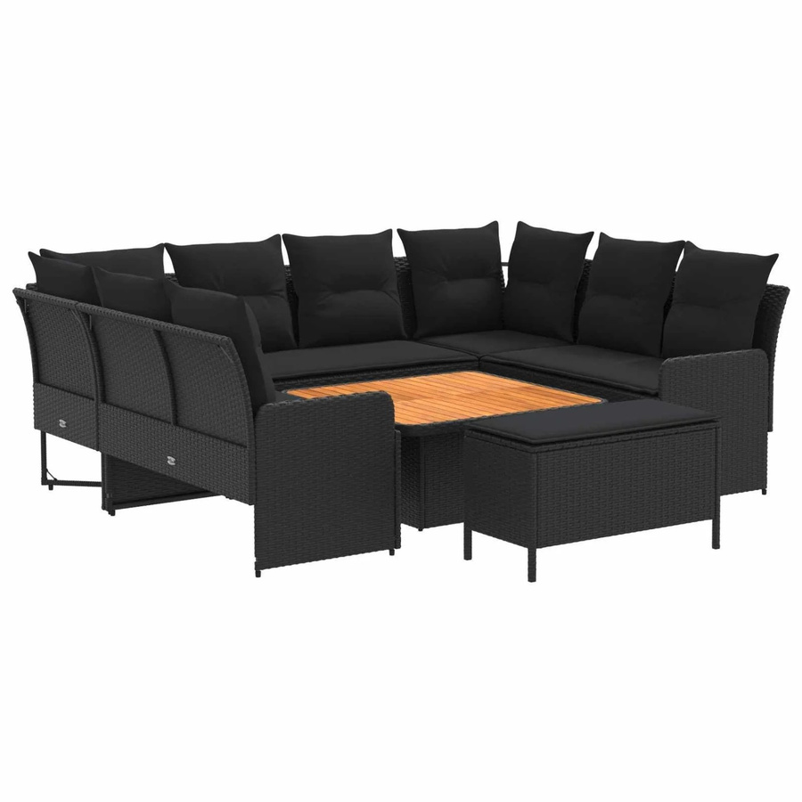 vidaXL Gartenmöbel-Set aus PE-Rattan und Akazienholz mit 7 Teilen in Schwarz - Bild 2