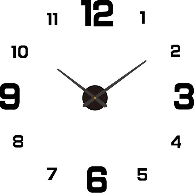 DECDEAL 3D-DIY-Wanduhr in Schwarz, modern, rahmenlos, geräuschlos und mit leuchtendem Zifferblatt - Bild 1