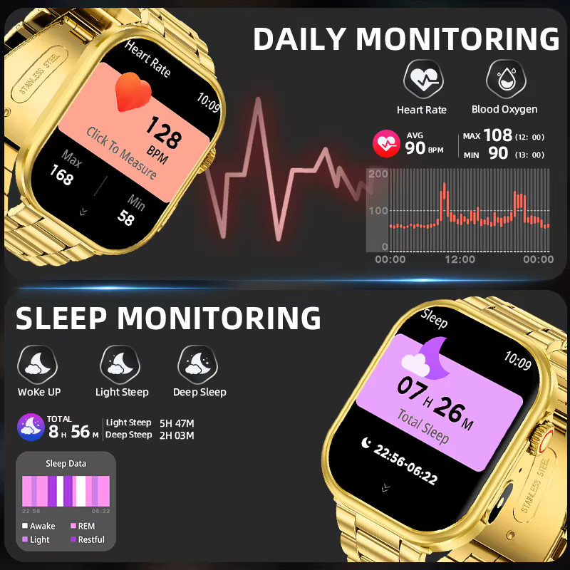 LIGE Smartwatch, Gold, Edelstahl, Unisex - Bild 2