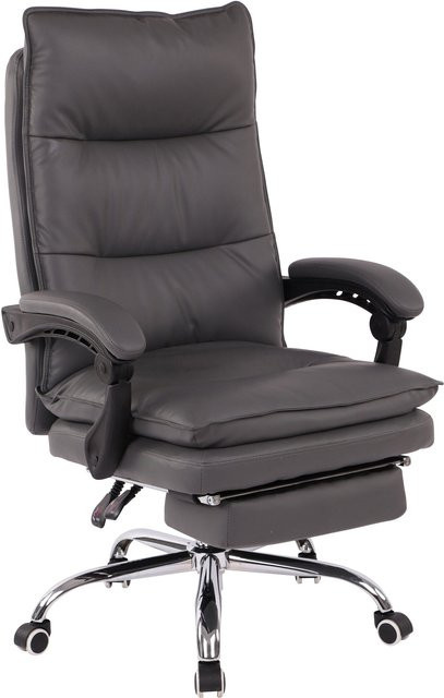 TPFLiving Bürostuhl Poncho Executive Chair aus Kunstleder in Grau mit Armlehnen und Rollen - Bild 1