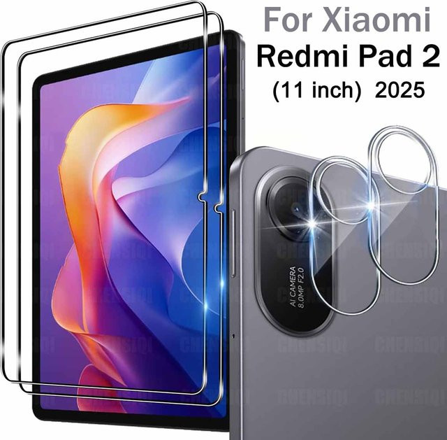 Xiaomi Displayschutzfolie aus gehärtetem Glas für Redmi Pad 2 (11 Zoll) inklusive Rückkamera-Schutz, transparent - Bild 1