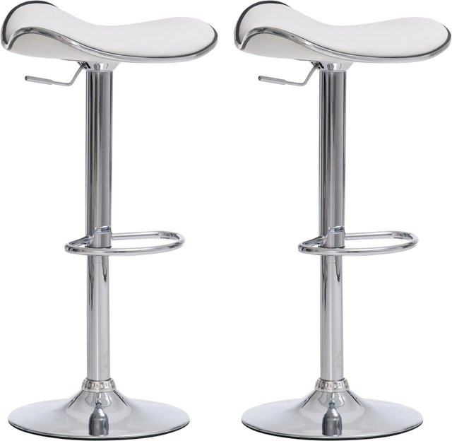 2er Set DELUKE Barhocker TANOR in Weiß mit Kunstleder und silbernem Gestell, höhenverstellbar und drehbar mit Lehne, B/T/H: 45 x 45 x 71 cm - Bild 1