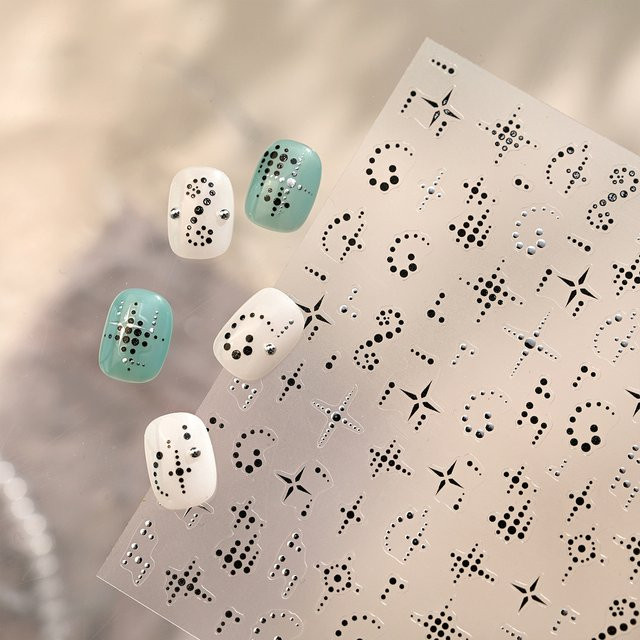 NAILFYOU Nagelkunst-Aufkleber, Schwarz-Silber, Glänzend, Unisex - Bild 1