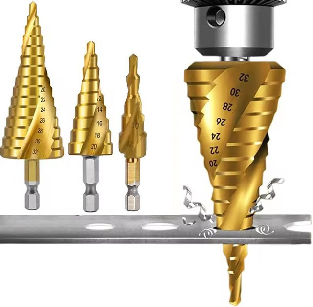 Baota Titanbeschichteter Stufenbohrer mit Sechskantschaft und Spiralnut in Gold - Bild 1