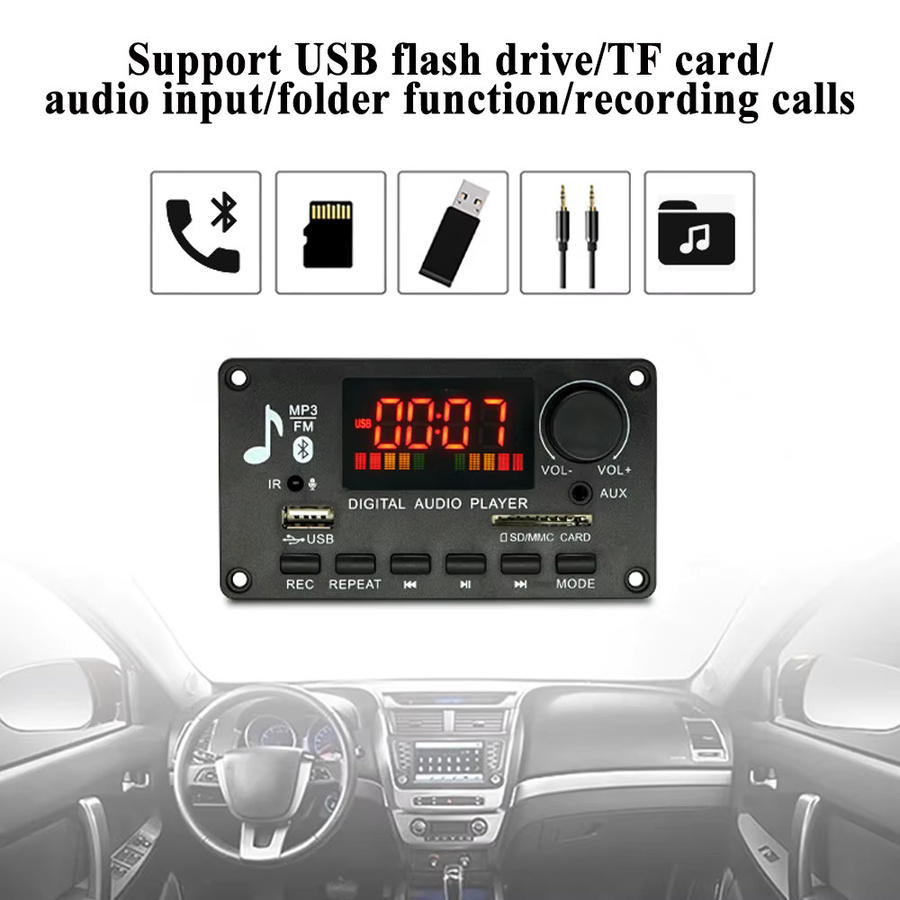 KEBIDU 80W Bluetooth 5.0 Verstärker Modul mit FM-Radio, MP3 WAV Decoder Board, USB und AUX in Schwarz - Bild 3