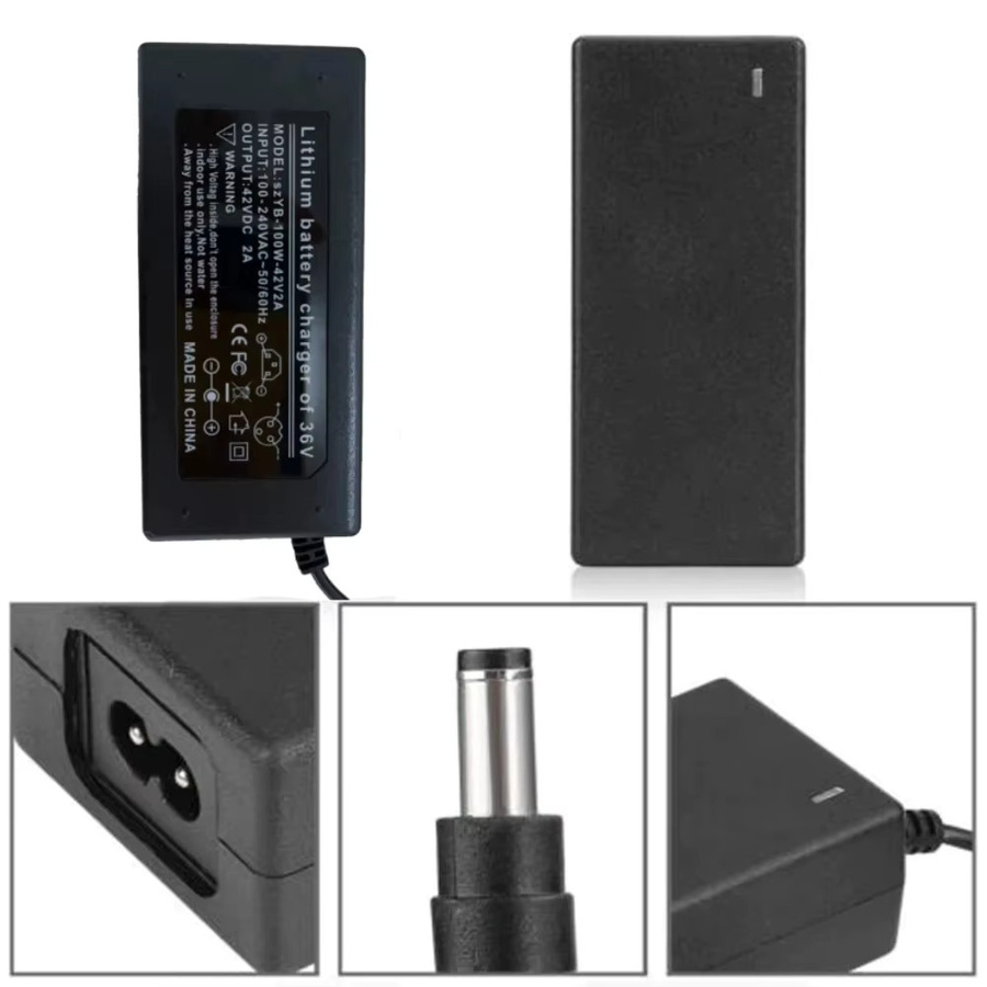 Lithium-Batterie Ladegerät 42V 2A mit 5 DC-Steckern in Schwarz für E-Roller und Elektrofahrzeuge - Bild 6