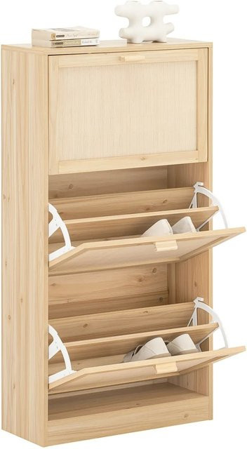 SoBuy Schuhschrank mit 3 Klappen in Natur und Beige, B/T/H: 60 x 24 x 118 cm - Bild 1