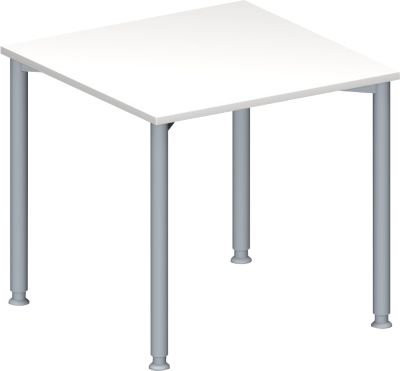 Schäfer Shop Genius Konferenztisch MODENA FLEX, quadratisch, höhenverstellbar, Farbe: weiß/weißaluminium, B: 80 cm, T: 80 cm, H: 72-84 cm - Bild 1