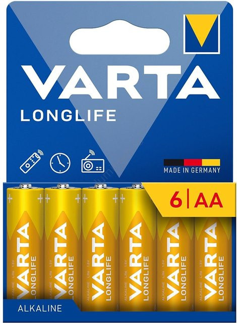 Varta Longlife Batterie AA / LR6, 6er Set, Gelb - Bild 1