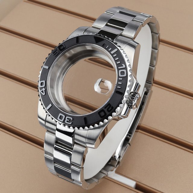 FEIYASHI Uhrengehäuse mit Armband, Edelstahl, Saphir, Silber, 40 mm - Bild 1