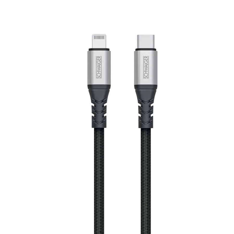 Schwaiger USB-C auf Lightning Ladekabel und Synchronisationskabel, Schwarz, 1,2 m - Bild 2