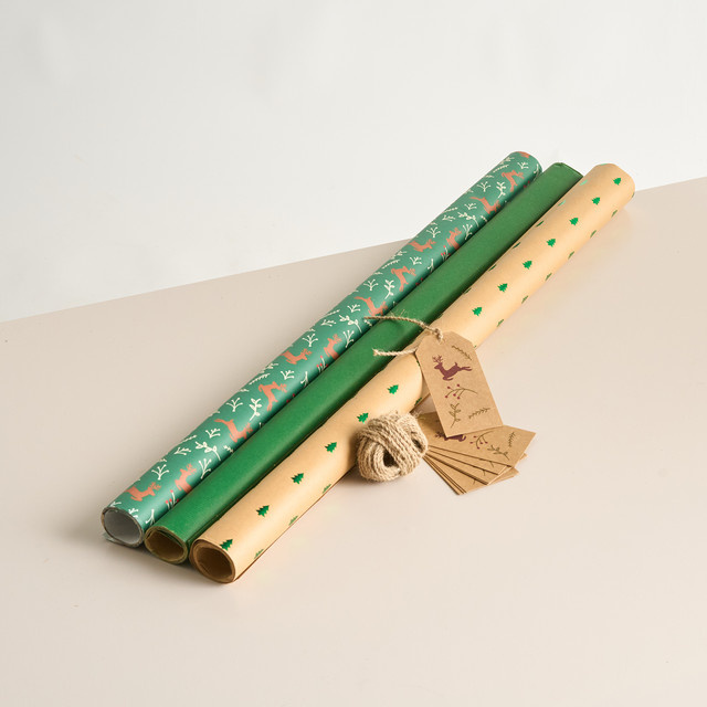 BLUME2000 Geschenkpapier Grün 3er-Set für Weihnachten - Bild 1