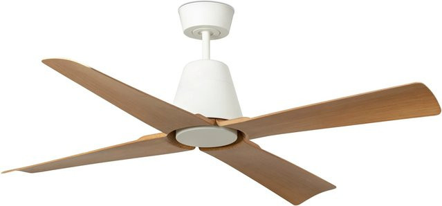 FARO Outdoor Energiespar Deckenventilator Typhoon Weiß mit Fernbedienung und Ahorn-Design IP44 - Bild 1