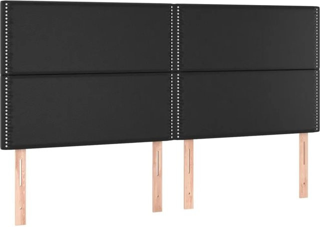 vidaXL LED Kopfteil in Schwarz aus Kunstleder mit USB-Ladeport und integrierter Beleuchtung, Breite: 200 cm, Tiefe: 5 cm, Höhe: 118 bis 128 cm - Bild 1