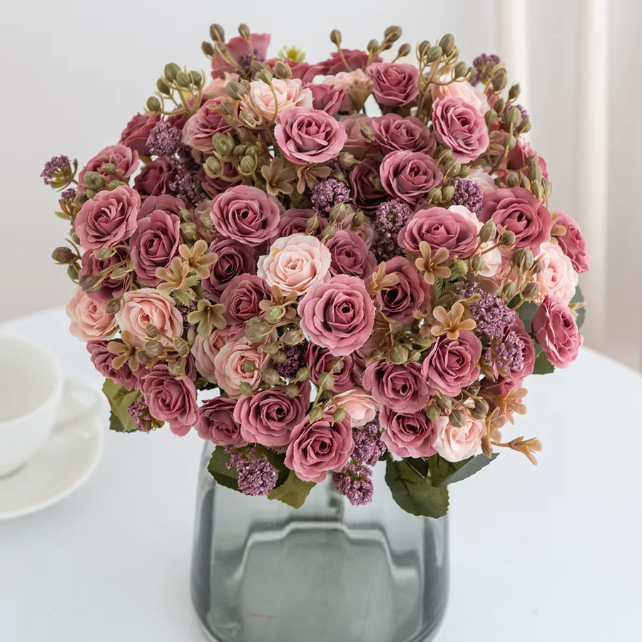 Simulierte Rose smr in Pink und Braun für DIY-Vasen, Hochzeiten und Dekoration - Bild 2