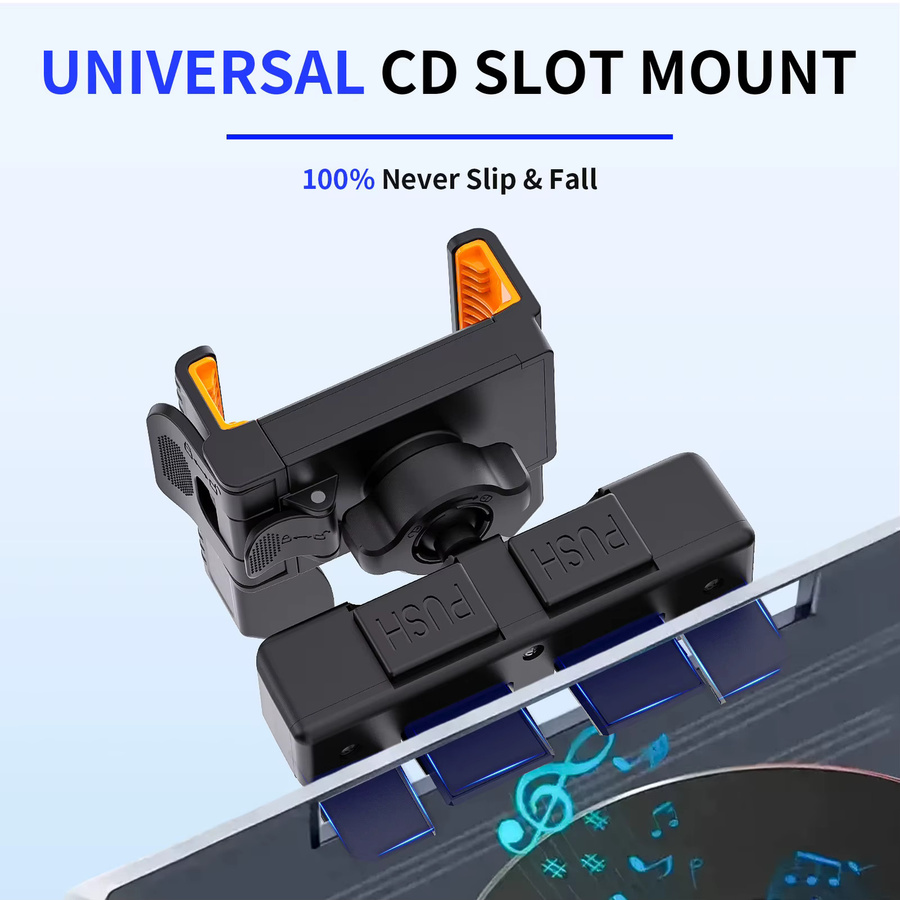 Auto-CD-Schlitz Handyhalterung mit Ein-Knopf-Verriegelung und Speicherfunktion für iPhone und Samsung (4-7 Zoll) in Schwarz und Orange - Bild 5