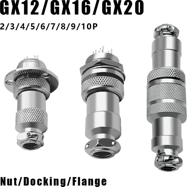 5er Set GX12 GX16 GX20 Rundluftfahrt Stecker Set mit männlichen und weiblichen Buchsen in Silber - Bild 1