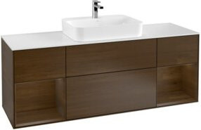 V&B Waschtischunterschrank Finion in Weiß mit Walnuss-Regalelement, B/T/H: 160 x 50,1 x 60 cm - Bild 1