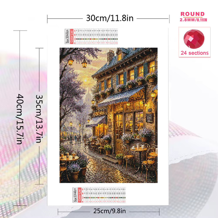 EverShine Diamantmalerei Straßenlandschaft mit Lavendel als 5D Mosaik-Stickerei in Mehrfarbig, B/H: 30 x 30 cm - Bild 2