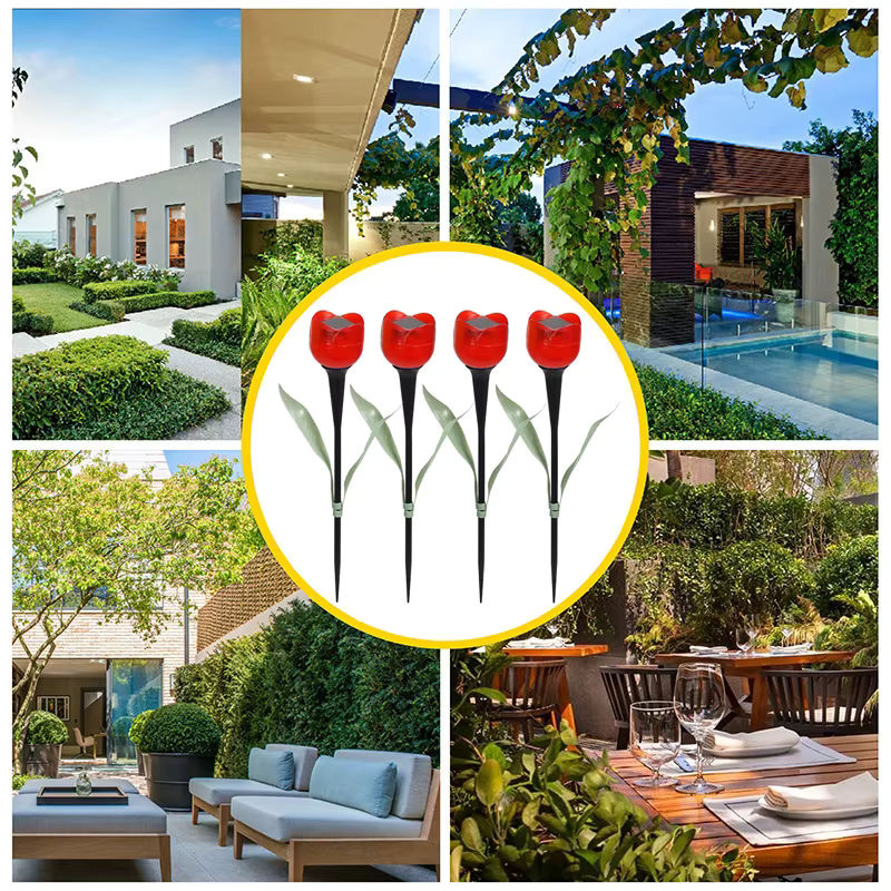 SHENZHITECH 10er Set Solar LED Tulpen Lampen Rot für die Gartenbeleuchtung mit Erdspieß und wasserdichtem Design - Bild 5