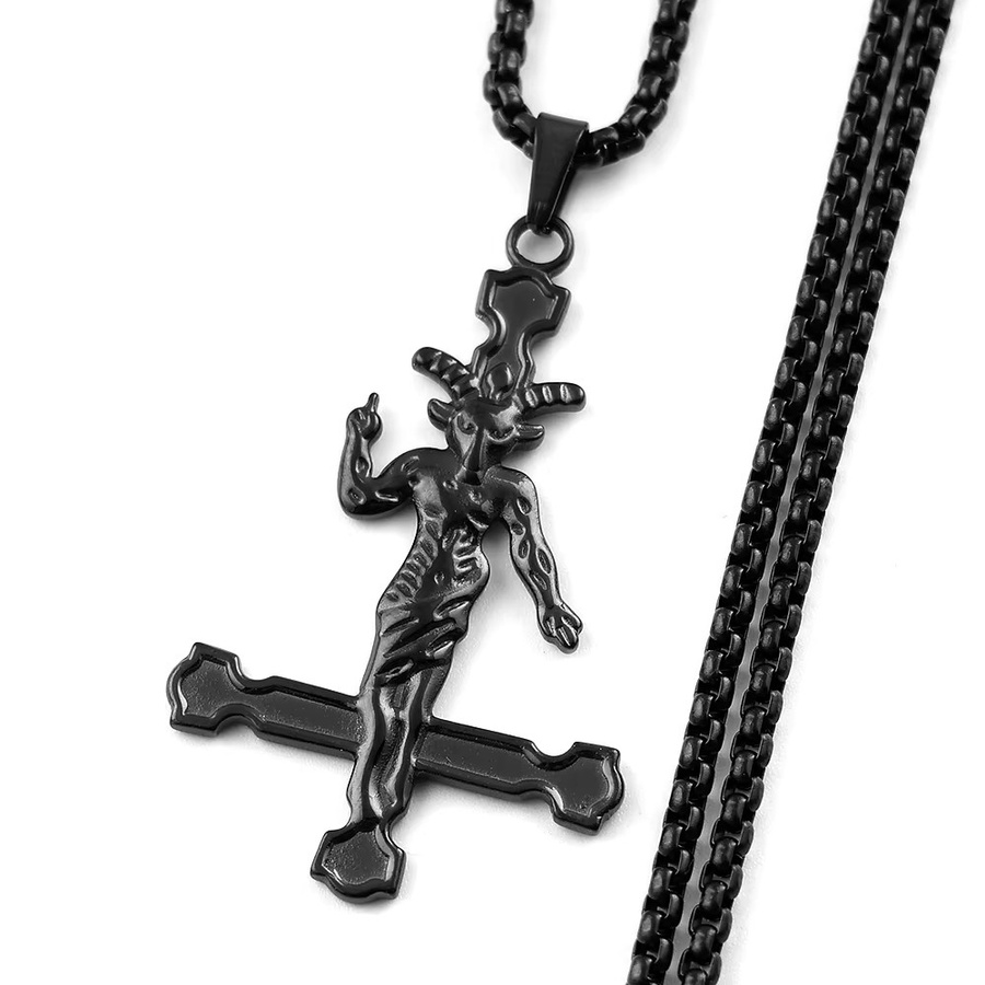 Lovely FAJA Anhänger Halskette, Baphomet Ziegenkopf, Edelstahl, Unisex - Bild 2