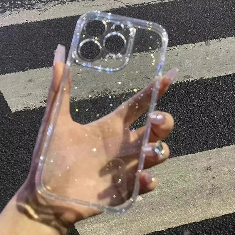 NUCWIN Transparente Glitzer-Handyhülle aus weichem Silikon für iPhone 12 13 14 15 16 17 Pro Max Plus Air Stoßfeste Schutzhülle - Bild 2