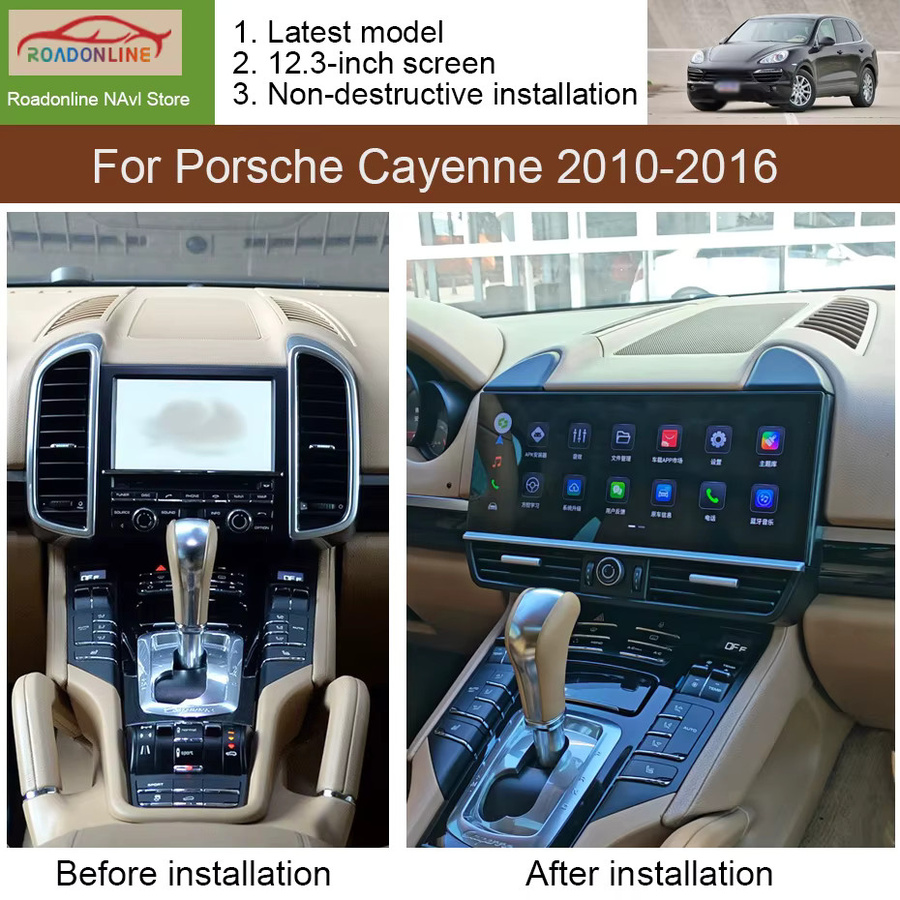 Roadonline Android 15 Autoradio für Porsche Cayenne 2010-2016 mit 12,3 Zoll Display, 12 GB RAM, 256 GB Speicher, Carplay, GPS-Navigation und Multimedia-Videoplayer in Schwarz - Bild 2