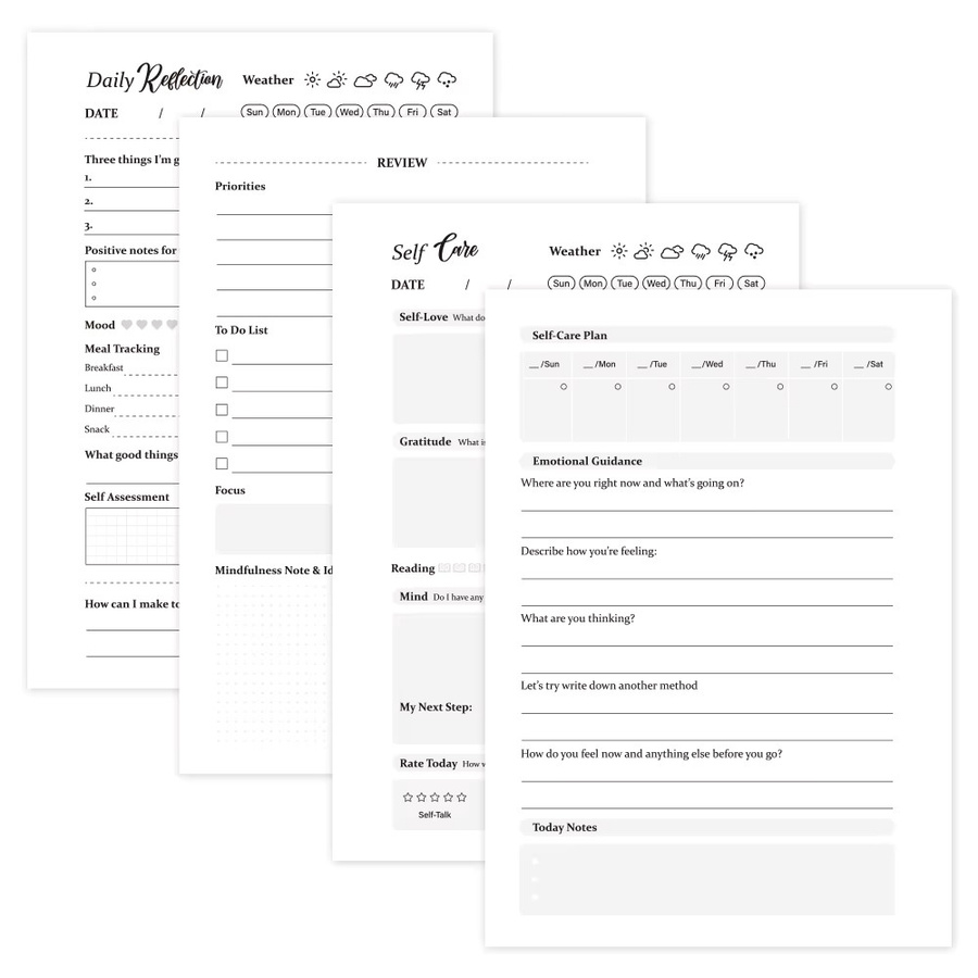 Imoda Daily Self Care Journal A5, undatierter Tagesplaner mit 50 Blatt für Affirmation und Reflexion, Weiß - Bild 2