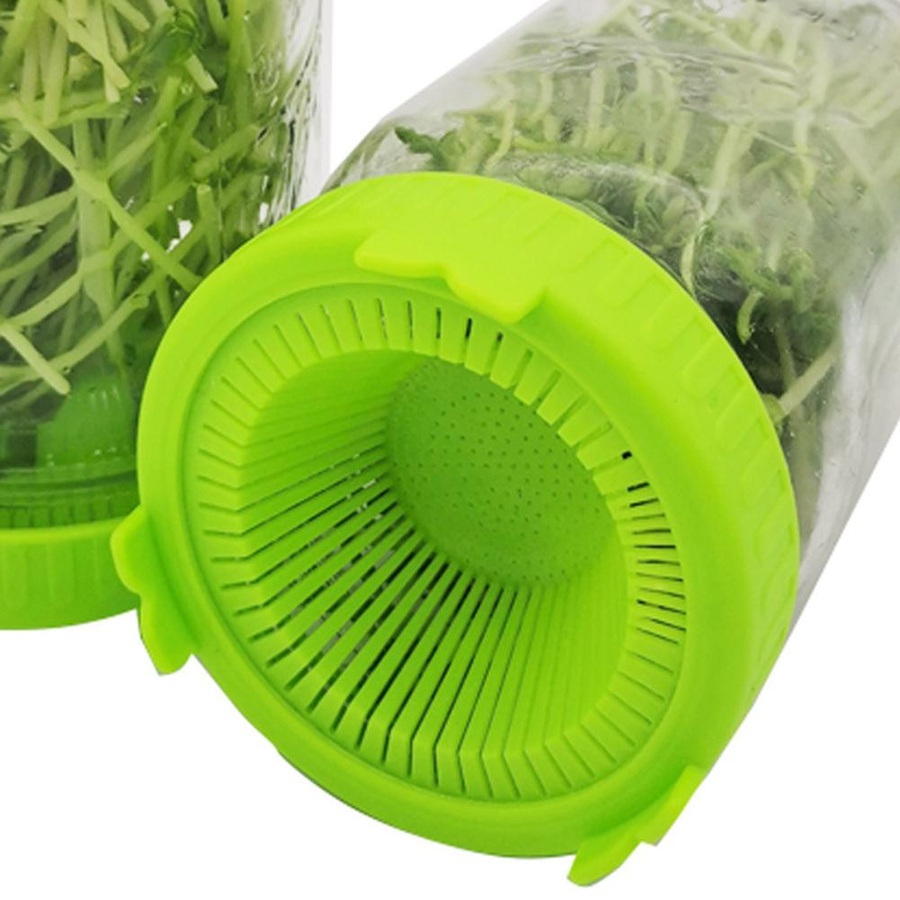 CosyHome Keimdeckel für Weithalsgläser aus Kunststoff, 4 Stück, Gelb - Bild 2