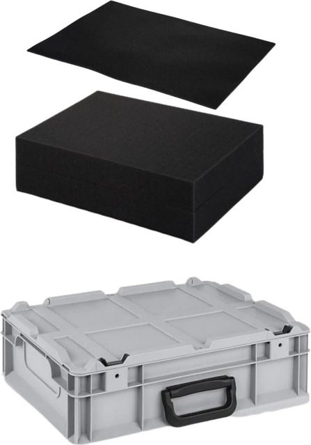 PROREGAL Eurobox NextGen Portable Transportbox mit Rasterschaumstoff und Schaumstoffeinlage, Grau, H x B x T: 13,5 x 30 x 40 cm - Bild 1