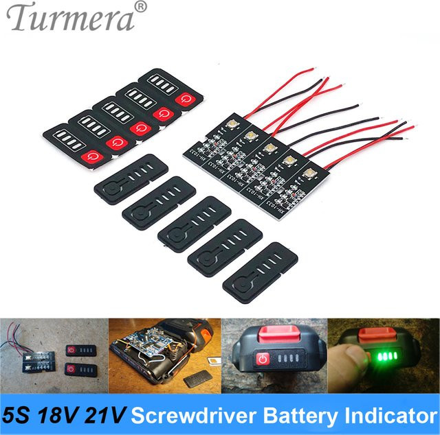 Turmera LED-Batteriekapazitätsanzeige für 18V 21V 18650 Lithiumbatterien in Schwarz - Bild 1
