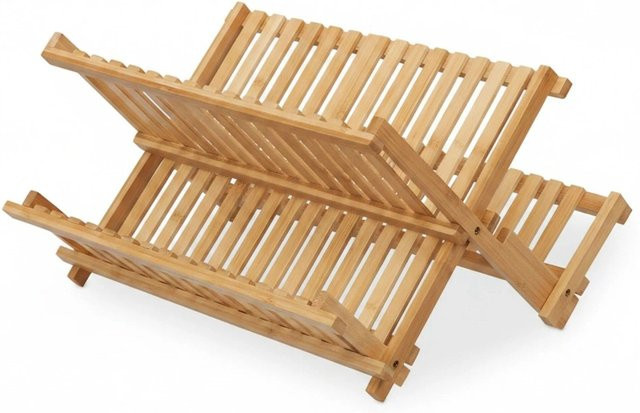 Klappbares Abtropfgestell aus Bambus von Relaxdays in Natur/Beige, B/T/H: 24 x 35,5 x 44 cm - Bild 1