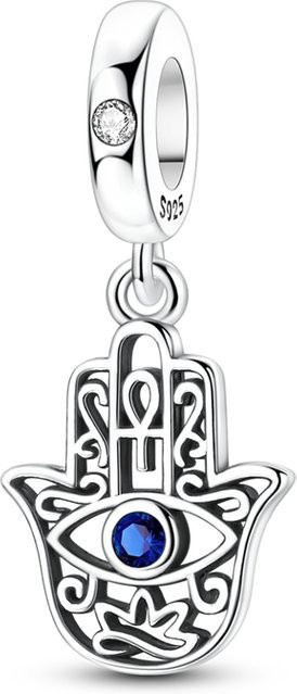 Parmuz Charm 925 Sterlingsilber, Perle, CZ-Zirkon, Teufelsauge, Palme, Damen - Bild 1